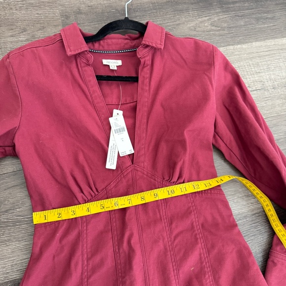 Pilcro Long-Sleeve V-Neck Seamed Mini Dress - Picture 9 of 12